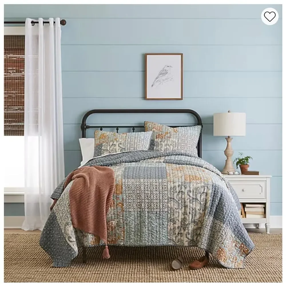 NEW! King Linden Street Westgrove Quilt Faded Denim Cotton